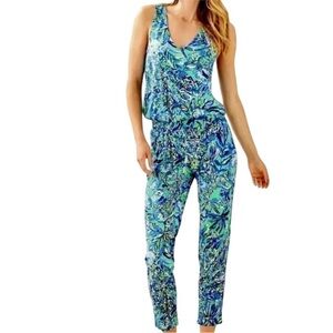 Lilly Pulitzer Paulina Jumpsuit Bennet Blue Sneak a Beak